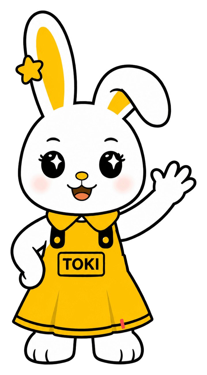 TOKA มาสคอตกระต่ายหญิง ลายเส้นการ์ตูน กำลังโบกมือ